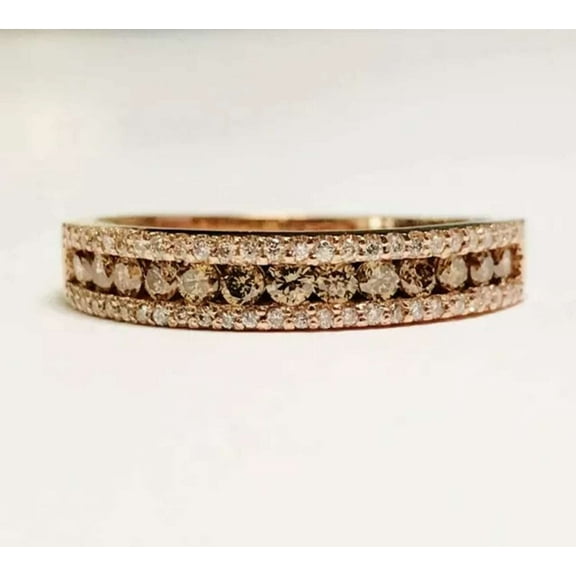 2.50CT Brown Simulated Diamond 925 Silver Engagement Ring 14k Rose Gold Plated