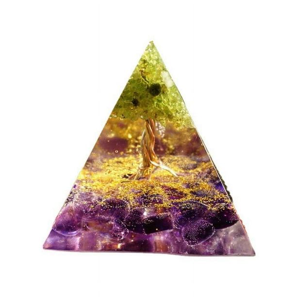 Tree of Life Amethyst Orgone Pyramid Natural Purple Energy Stone Ornament Dreamy Resin Home Desktop Decor for Shelf - Image 6