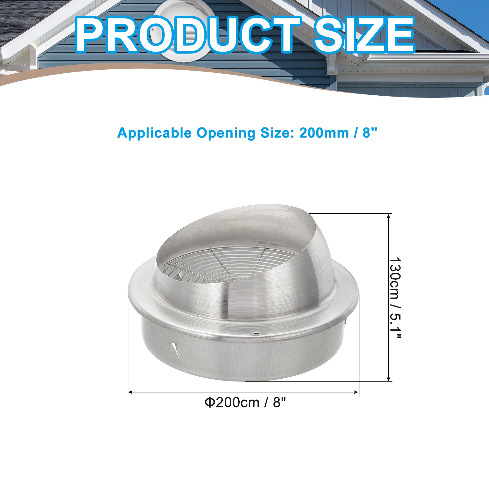 Uxcell 8 Inch Dryer Vent Cover, Stainless Steel Exterior Wall Air Vent for HVAC Ducting