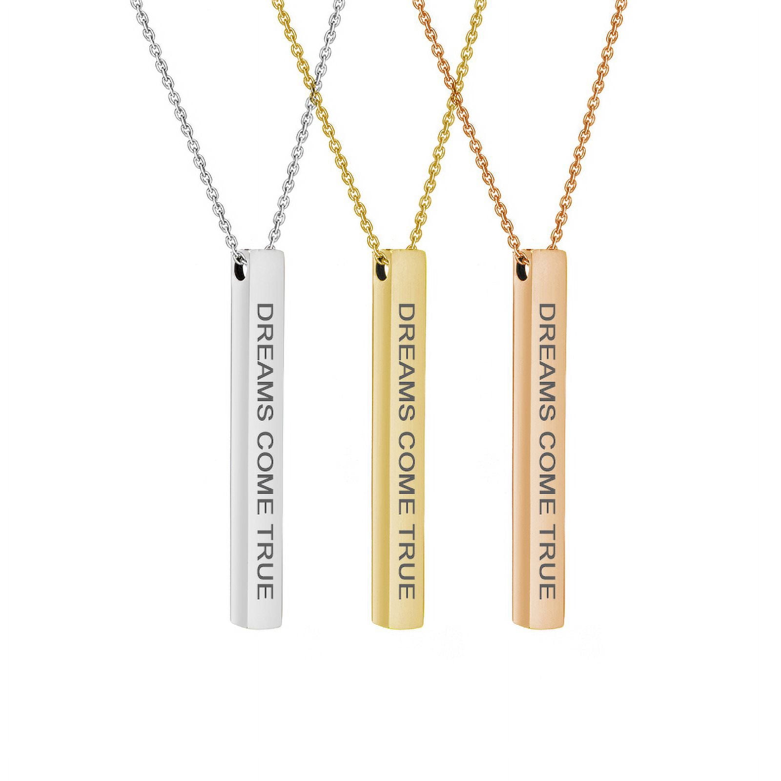 Anavia Motivational 4-Sides Bar Necklace Stainless Stee Mother's Day Gift for Mom Inspirational Jewelry Gift for Mom 18"Cable Chain with Gift Box [Rose Gold - Dreams Come True]