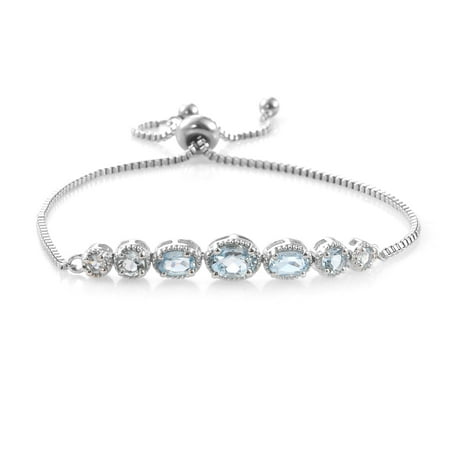 Blue Dragon Dragon Bracelet - Oval Sky Blue Topaz Adjustable Sliding Bolo Tennis Bracelet Jewelry for Women Classic Jewelry Ct 2.4