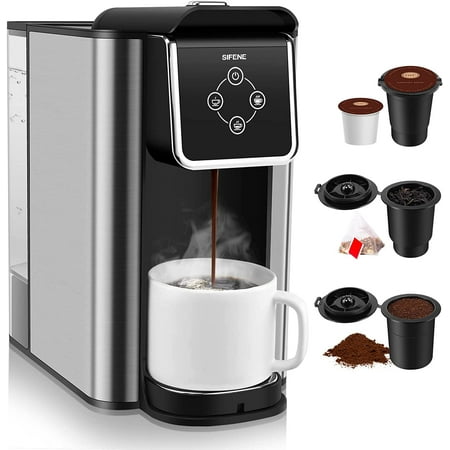 

K Cup Coffee Maker Sifene 3 in 1 Single Serve Coffee Machine Pod Coffee Brewer For Ground Coffee Capsule pod Leaf Tea maker 6 to 10 Ounce Cup Removable 50 Oz Water Reservoir
