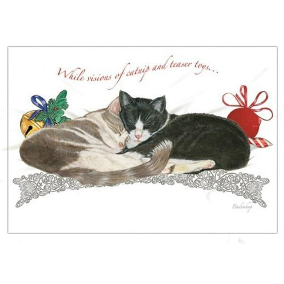 Pipsqueak Productions C587 Yin & Yang Holiday Cat Christmas Boxed Cards - Pack of 10