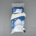 thumbnail image 2 of Ambesonne Winter Bedding Set 4 Pcs, Snowboarder Mountaintop, Queen, Blue White, 2 of 3
