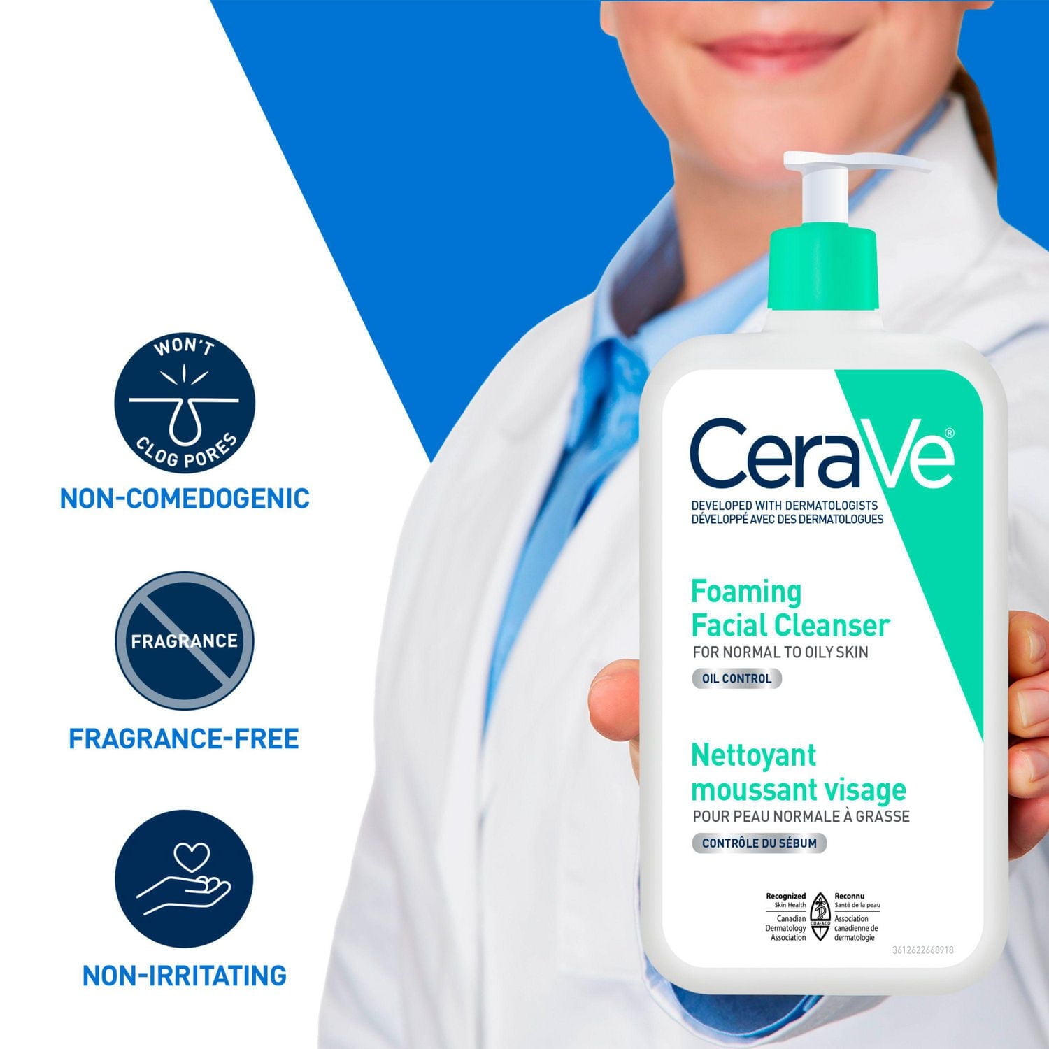 CeraVe Foaming Facial Cleanser, Gel Face Wash with Ceramides and Niacinamide for Normal to Oily Skin, 562mL
