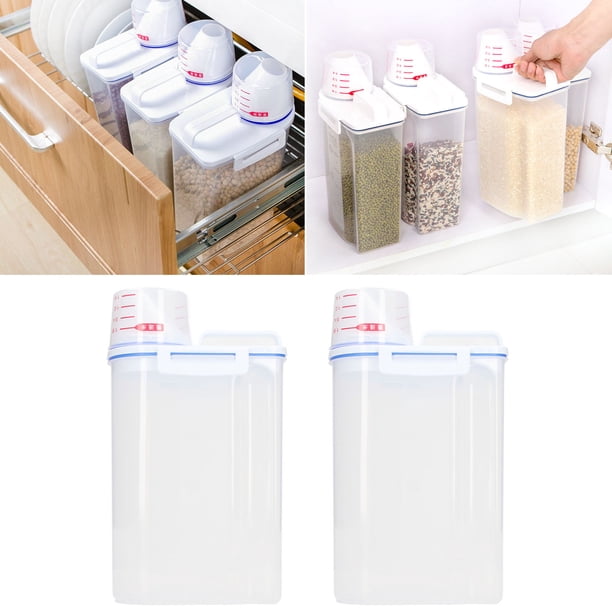 Contenedor Dispensador De Arroz, Línea De Escala, Contenedor De Almacenamiento De Arroz De Plástico Grueso De Grado Alimenticio Con Tazas Medidoras Para Almacenamiento De