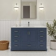 Ayna Decors Maya 48 in Navy Blue Bathroom Vanity Set with White Quartz Countertop - Walmart.com