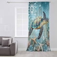thumbnail image 3 of Coastal Sea Turtle Semi Sheer Curtains Drapes for Living Room,Bedroom,French Doors Window 54 Inches Long,Vintage Teal Nautical Beach Botanical Rod Pocket Chiffon Curtain Drapery Voile Drape Panel, 3 of 6