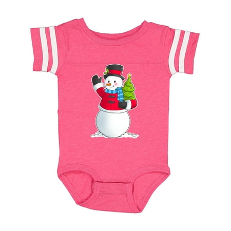 

Inktastic Snowman Holding Christmas Tree Gift Baby Boy or Baby Girl Bodysuit