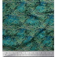 thumbnail image 3 of Soimoi Blue polyester Crepe Fabric Peacock & Fish Animal Skin Printed Craft Fabric by the Yard 52 Inch Wide, 3 of 3