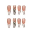 thumbnail image 4 of Uñas postizas de lujo francés, uñas postizas acrílicas extralargas con pegatinas adhesivas, uñas postizas para mujer, puntas puntiagudas, juego de 24 Ormromra CZMR-ZC8-2, 4 of 5
