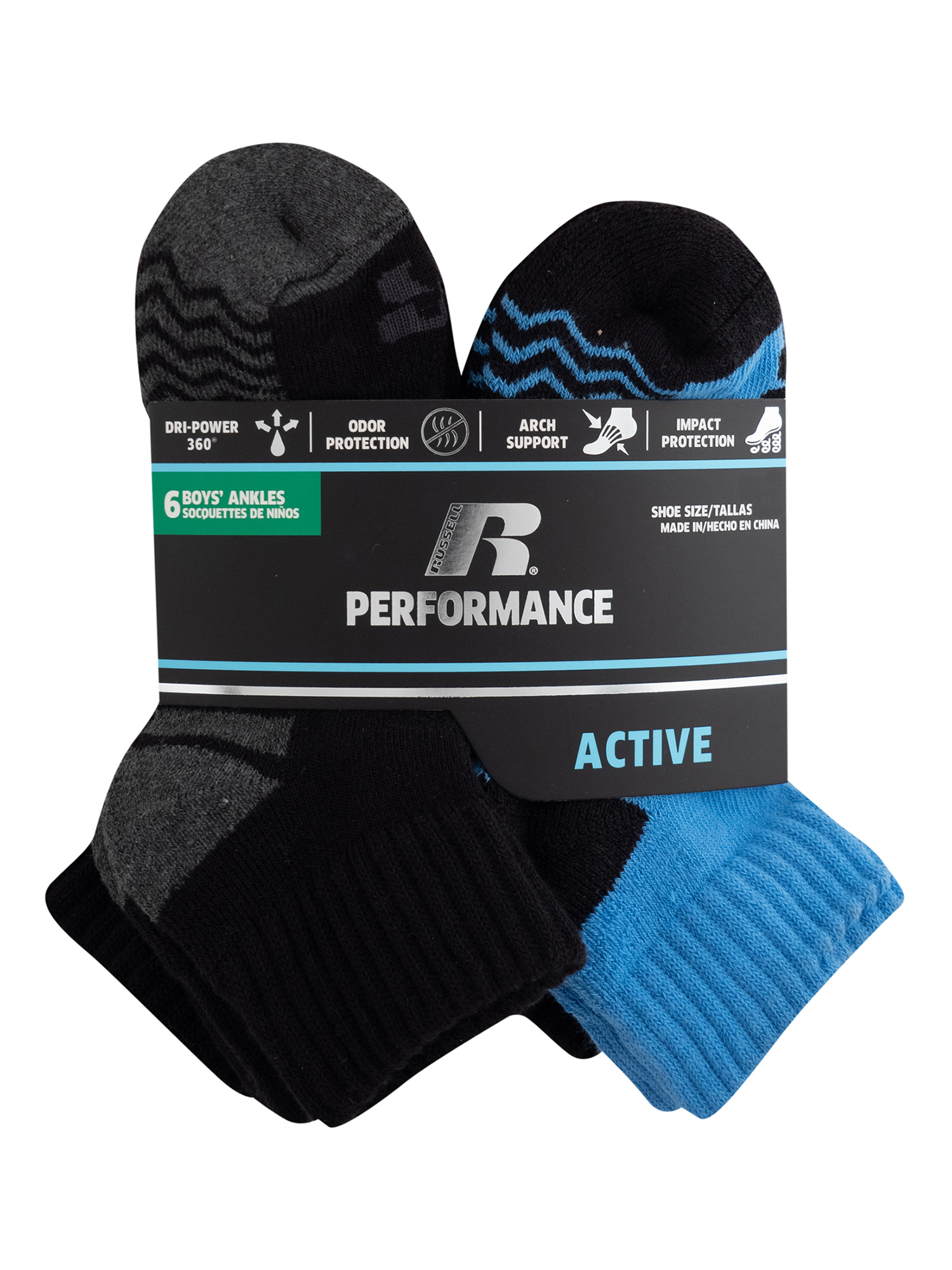Russell Active Boys Ankle Socks 6 Pack Socks - image 3 of 4