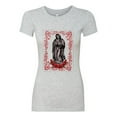 thumbnail image 2 of Wild Bobby, Our Lady of Guadalupe Blessed Virgin Mary Religious, Inspirational/Christian, Women Slim Fit Junior Tee, Heather Grey, 2XL, 2 of 3