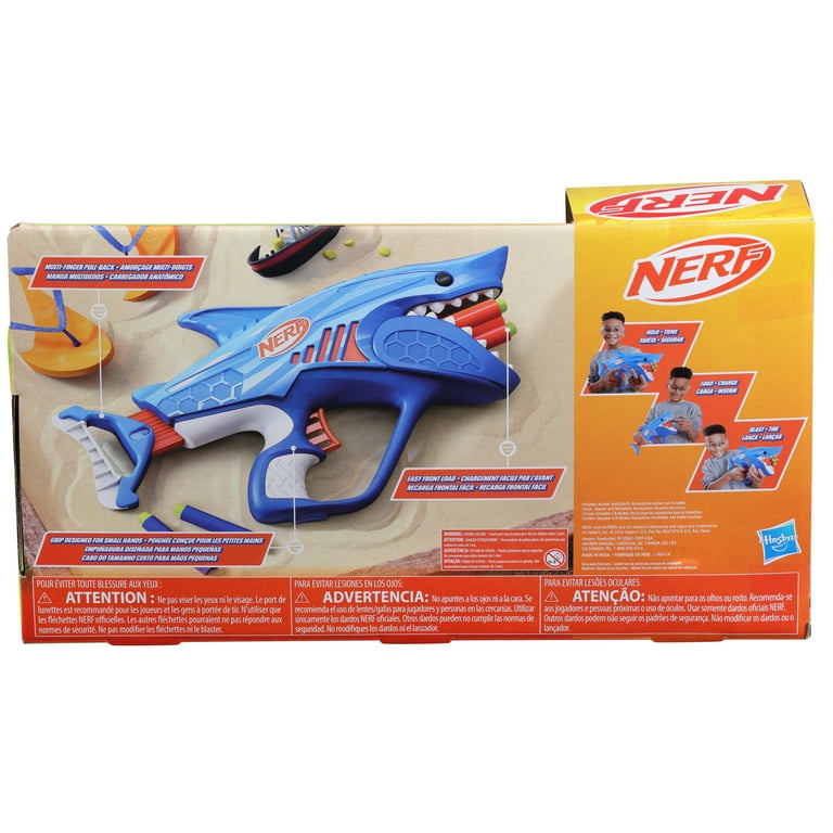 Nerf, Dart Blaster, Wild Sharkfire, Easy Play with 8 Nerf Elite