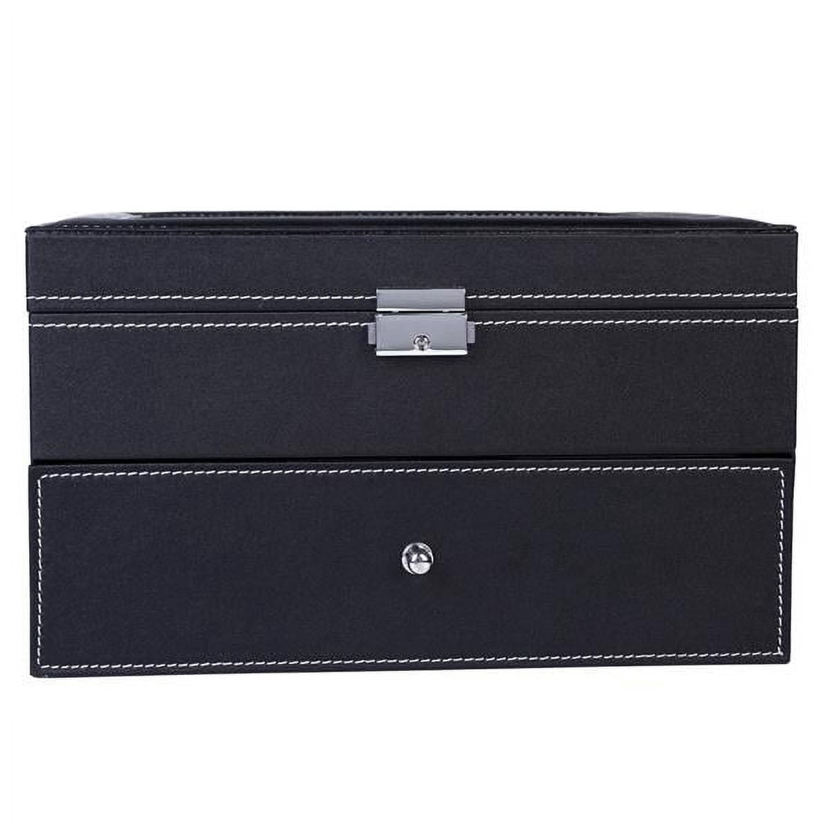 Black Dual - Layer 20 - Compartment Elegant Wooden Watch Collection Box - Portable & Space - Saving Organizer
