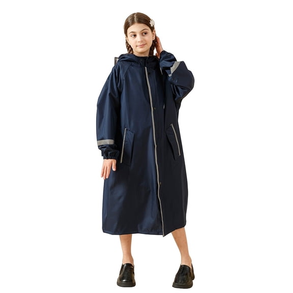 LIZENG Children's Raincoat Thickened and Lengthened Rainproof Full Body Poncho with School Bag Student Raincoat