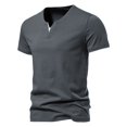 thumbnail image 2 of SWSMCLT Men's V Neck T Shirt Short Sleeve Top Spring Spandex Fashion Home Tshirt Fitted Cotton Summer Basic Dark Grey Small, 2 of 4