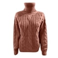 thumbnail image 4 of VISALY High Neck Sweaters Crochet Sweaters Womens Turtleneck Sweaters Long Sleeve Pullover Cable Knit Sweaters Soft Jumper Chunky Sweaters Women Pullover Sweaters Comfy Sweaters Coffee S, 4 of 4