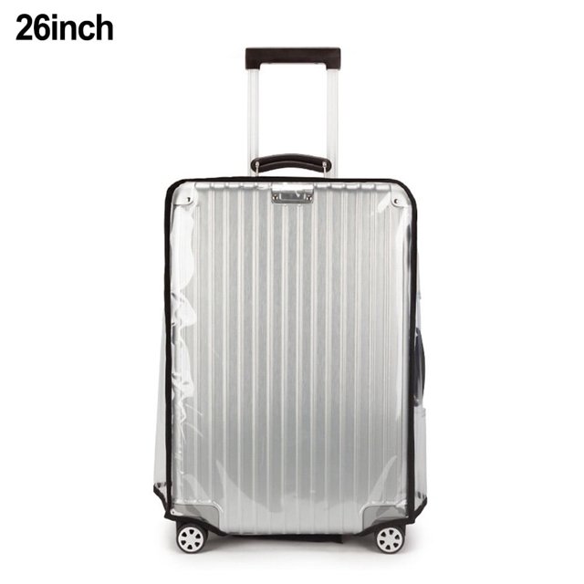 MYG Transparent PVC Luggage Cover Waterproof Suitcase Protector with Black Edges Easy Installation Washable Travel Bag for 26 Inch Luggage