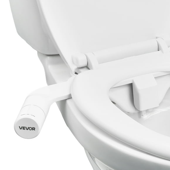 VEVOR Bidet Attachment for Toilet, Non-Electric Bidet Toilet Seat Attachment - Dual Retractable Nozzles, Adjustable Cold Water Pressure, Stainless Steel Inlet, Ideal for Rear and Feminine Wash, White