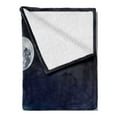 thumbnail image 2 of Ocean Soft Flannel Fleece Blanket, Full Moon Reflected in the Sea Moon Rays Surface Starry Sky Night Scenic View Print, Cozy Plush for Indoor and Outdoor Use, 60" x 80", Black Navy, by Ambesonne, 2 of 5