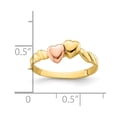 thumbnail image 3 of Solid 14k Yellow and White Gold Two Tone Two Hearts Ridged Ring Band Size 7.5, 3 of 6