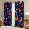 thumbnail image 2 of Homewish Children Kids Cartoon Dinosaur Blackout Curtains Set of 2 (52x84 Each),Jungle Animal Window Curtains,Kawaii Wildlife Dino Curtains and Drapes,Breathable Home Decor, 2 of 6