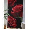 thumbnail image 4 of Sheer Curtains 96 Inches Long, Red Rose Semi Sheer Curtains Light Filtering Window Treatment, Vintage Abstract Garden Flower Floral Black Privacy Voile Drapes for Living Room Bedroom 52x96 Inch, 4 of 7