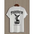 thumbnail image 1 of Camiseta de manga corta con gráfico "Freedom and Angel" para hombre, cómoda y elástica, ideal para el verano, ropa informal de moda para el día a día., 1 of 6