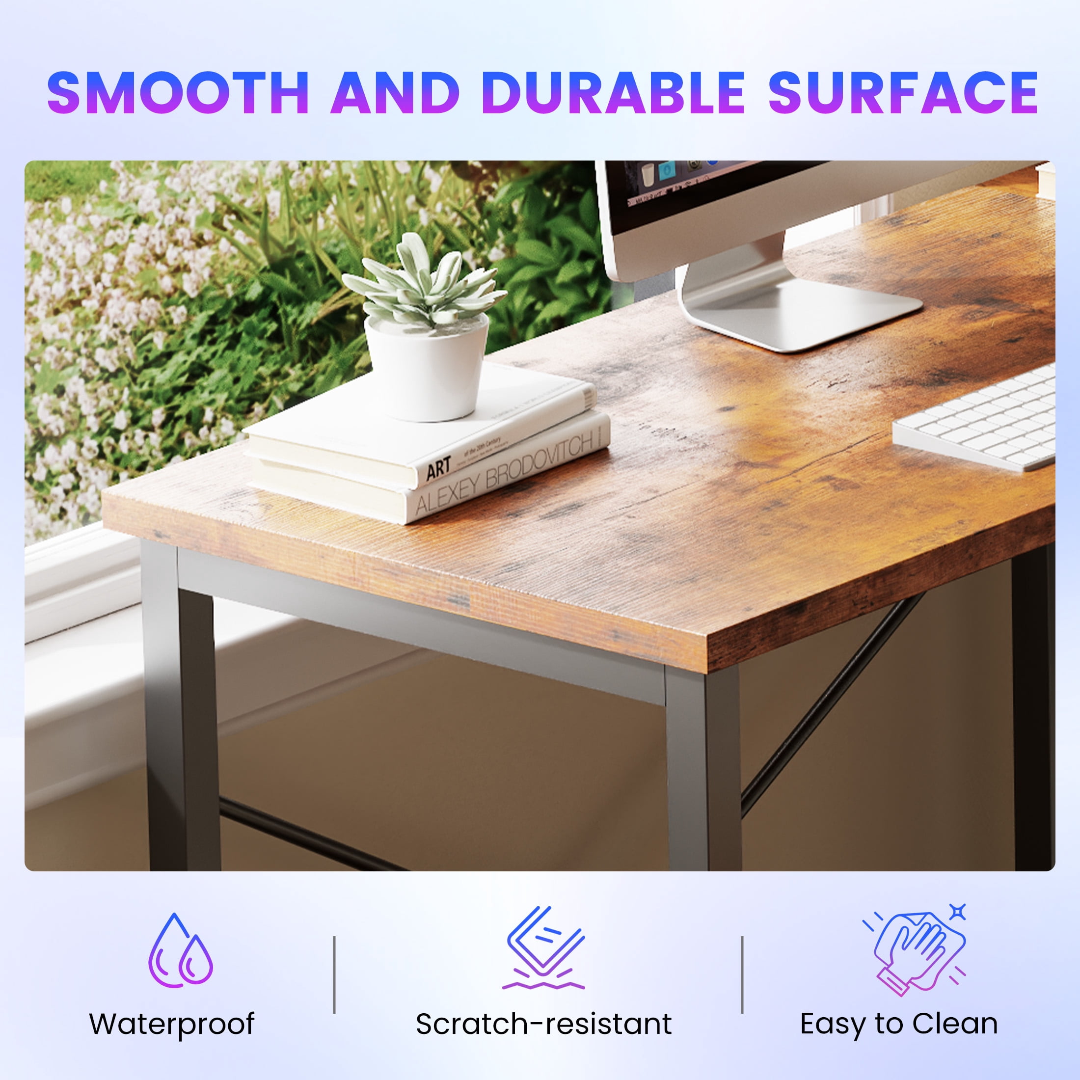 edx 50 Inch L Shaped Computer Desk, Corner Executive Desks Gaming Desk PC Table with CPU Stand for Home Office Dorm Sturdy Writing Workstation, Rust