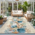 thumbnail image 2 of Large Area Rugs 8'x10', Beach Coastal Beige Carpet Runner Indoor Outdoor Rugs Home Decor Aesthetic, Nautical Shell Starfish Coral Summer Non Slip Mats Washable Accent Rug for Living Room Bedroom, 2 of 8