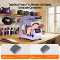 thumbnail image 5 of Hat Heat Press Machine,GOCHIFIX Manual Hat Heat Press with 2pcs Interchangeable Platens for Caps Hats T-Shirts and HTV Iron On and Sublimation Projects,Purple, 5 of 9