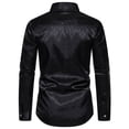 thumbnail image 3 of Camisas Para Hombre XXL Camisa de manga larga con cuello de solapa y corte entallado de jacquard informal a la moda para hombre (Black, XL), 3 of 6