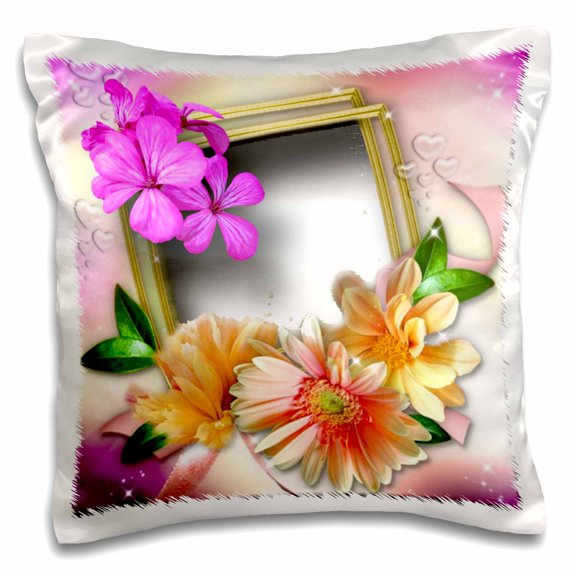 3dRose, Pastel flowers with a pretty framed window floral designer original art, 16x16 inch Pillow Case