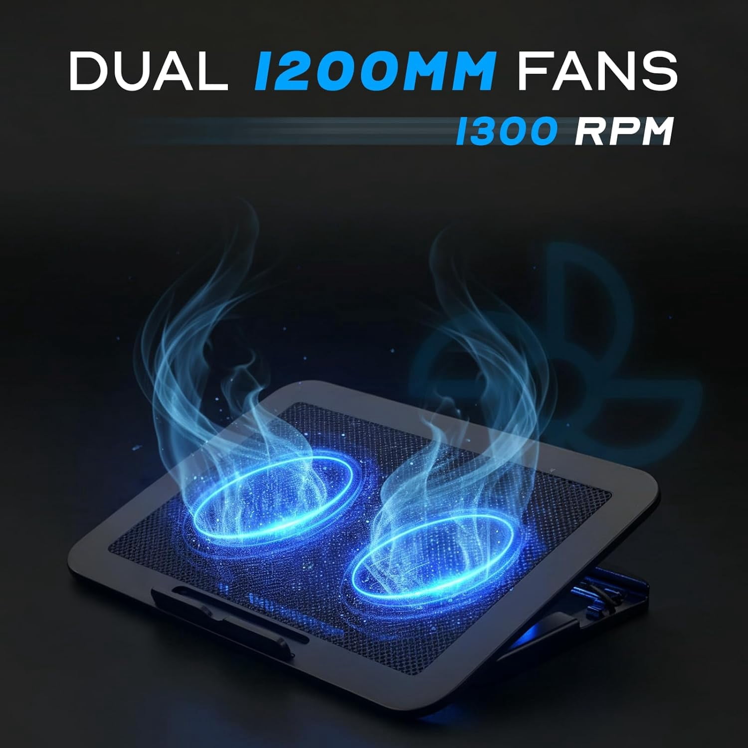 Laptop Cooling Pad for up to 17" Laptops | Quiet, Portable, Metal Mesh Surface, Dual 1400 RPM Fans| Adjustable Height Stand & USB Ports- Gaming Desk or Lap