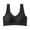 Black, variant on Women’s Wavy Scalloped Front Button Wide Strap Perforated Seamless Wireless Bra Large Molded Support Cups Wire Free High Stretch Soft Breathable Mature Ladies Daily Underwear