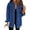 Blue, variant on Women’s Oversized Button Up Frayed Hem Shacket Long Sleeve Pockets Denim Jean Jacket Shirts for Women