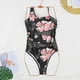 thumbnail image 3 of Trajes de baño de una pieza para mujer, traje de baño de bikini con tirantes y espalda descubierta con estampado para mujer, 3 of 4