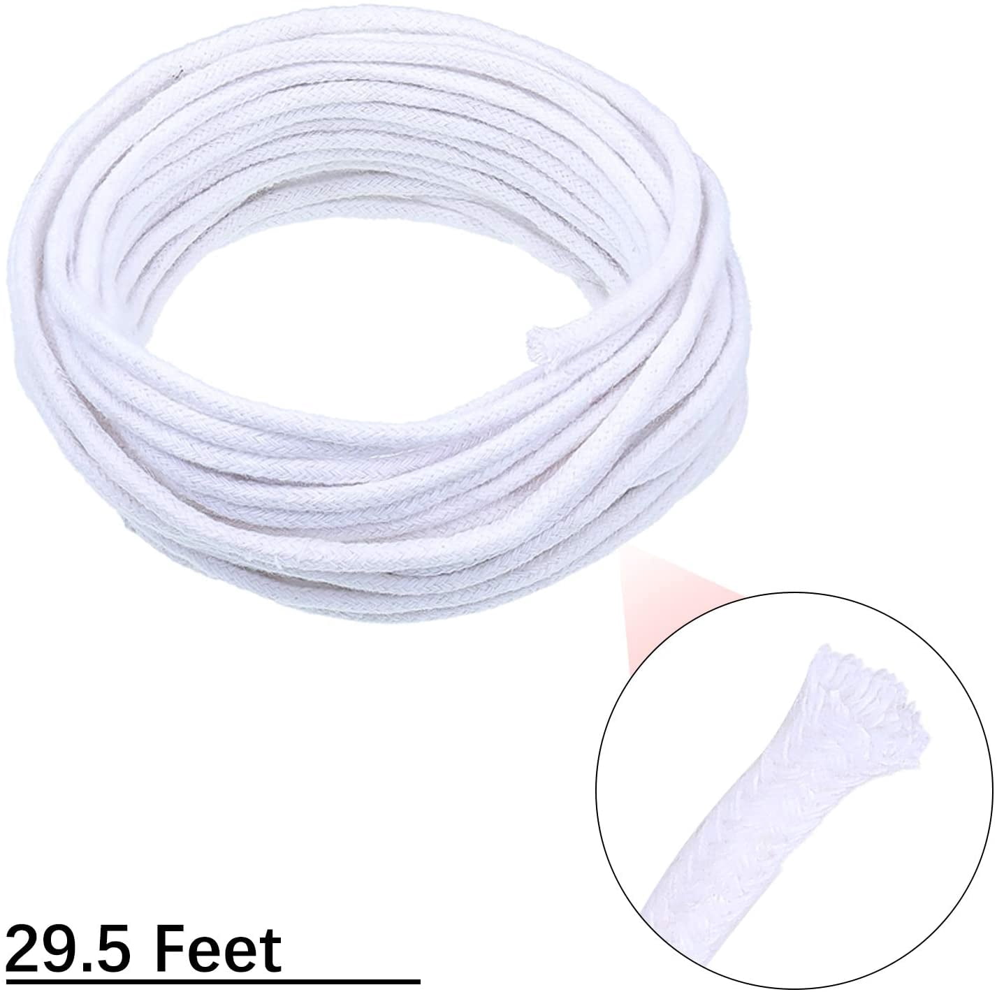 29.5 Feet 0.1 inch/ 2.6 mm Oil Lamp Wicks, Round Cotton Replacement Candle for Kerosene Alcohol Lantern Burner Stove Lighting and Decoration