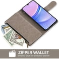 thumbnail image 4 of Phone Case for Samsung Galaxy A15 5G Wallet Cover with Tempered Glass Screen Protector and Flower Leather Flip Credit Card Holder Stand Wrist Strap Cell Accessories A 15 4G 15A Women Men Grey, 4 of 13
