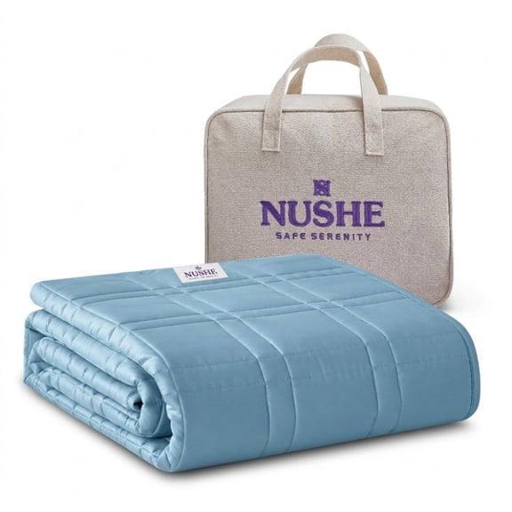 NUSHE Cooling Weighted Blanket for Adults, Bamboo Viscose for Hot Sleepers, 15 lb Twin, Blue