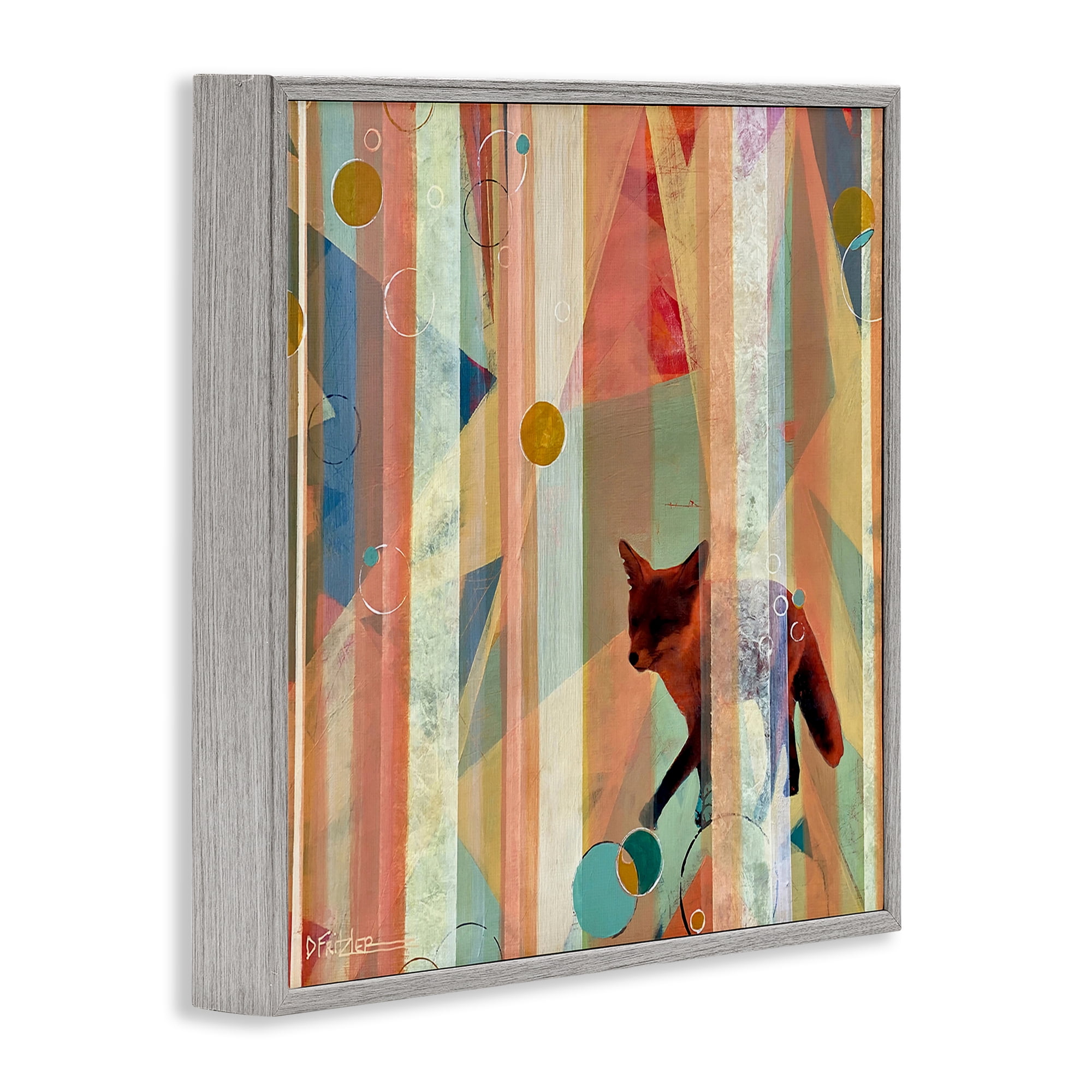 Stupell Industries Making My Move Fox Gray Framed Giclee Art, design by Dianna Fritzler