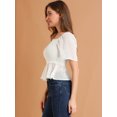 thumbnail image 4 of INSPIRE CHIC Women's Ruffle Peplum Square Neck Flare Short Sleeve Crop Smocked Blouse, 4 of 6