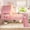 Pink, variant on URTR White Twin House Loft Bed with Slide and LED Lights, Solid Pine Wood Playhouse Frame with Star Cutouts & Window, No Box Spring Needed