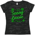 thumbnail image 3 of Inktastic Sassy Lassy with Green 4 Leaf Clovers Women's T-Shirt, 3 of 5