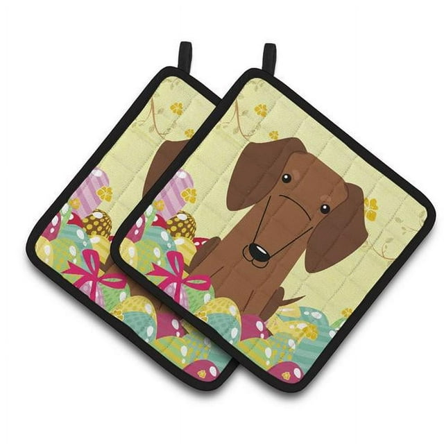Carolines Treasures BB6130PTHD Œufs de Pâques Dachshund Rouge Brun Paire de Porte-Pots