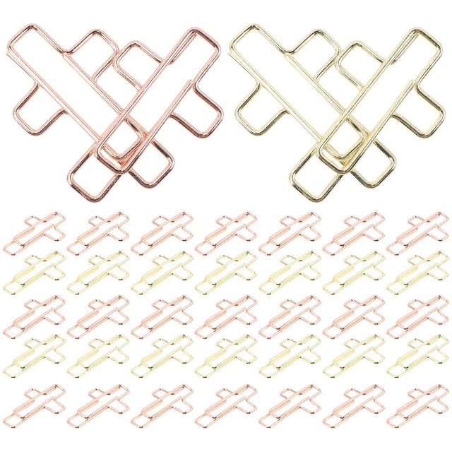20PCS Cross Shaped Decorative Metal Paper Clips for Office School Use Gold and Rose Gold Design