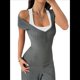 thumbnail image 1 of Tops Cortos Y2K para Mujer, Camisetas de Punto con Cuello en V y Mangas , Camisetas de Punto Ajustadas con Botones. Gris L, 1 of 9