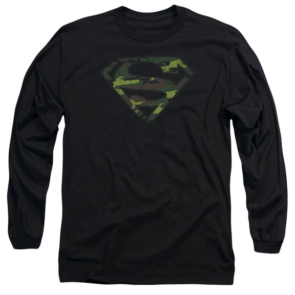Superman - Distressed Camo Shield - Long Sleeve Shirt - XX-Large