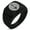 Black, variant on Stainless Steel Nanbu Samurai Crest Geometric Pattern Step-Down Biker Style Polished Ring